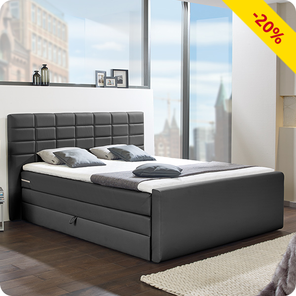 Boxspring-Bett «Nora», weiss, 140 x 200 cm, 1 Box, 1 Matratze