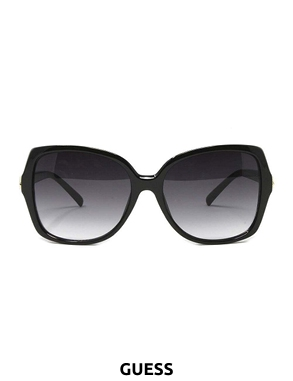 GUESS Rechteckige Sonnenbrille, schwarz