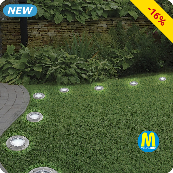 Solarlampen «Disk Lights», 8er-Set, mit 4 LEDs pro Leuchte