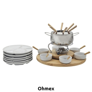 Ohmex Set Fondue «FND 2229», 29-teilig, Drehsockel aus Bambus