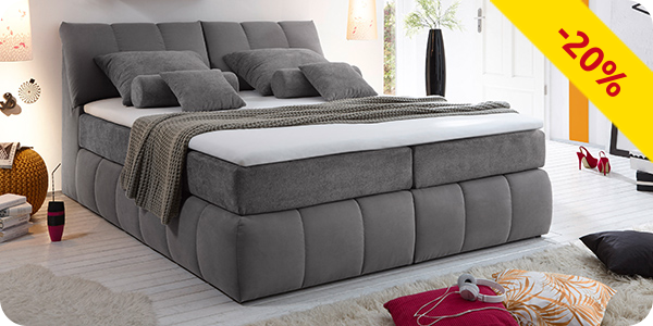 Boxspringbett «Real», 180 x 200 cm, 2 Matratzen, grau/anthrazit