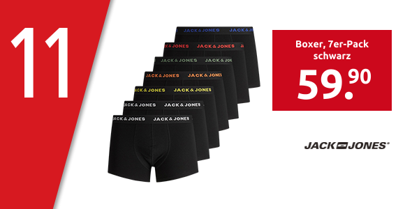 Jack & Jones Boxer, verschiedenfarbiges Logo, 7er-Pack, schwarz