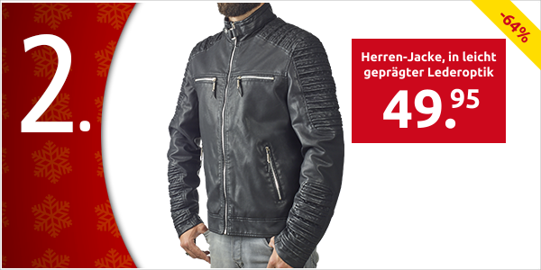 Herren-Jacke, in leicht geprägter Lederoptik, schwarz