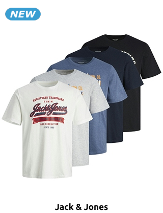 JACK&JONES T-Shirts, 5er-Pack, weiss/grau/blau/marine/schwarz