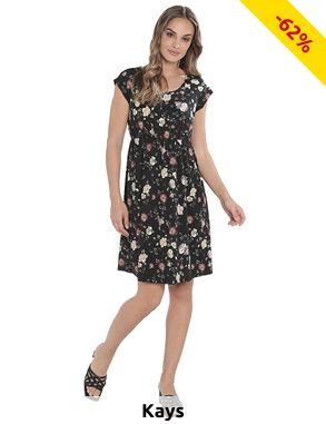 Kleid mit elastischer Taille und Raglanärmeln, schwarz/weiss