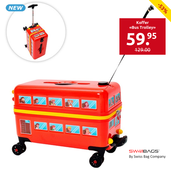 Swissbags Koffer «Bus Trolley», zum Hinsetzen und Ziehen des Kindes