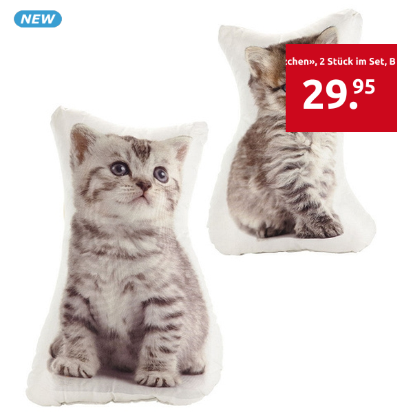 Kissen «Kätzchen», 2 Stück im Set, B 25 x H 40 cm