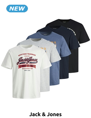 JACK&JONES T-Shirts, 5er-Pack, weiss/grau/blau/marine/schwarz