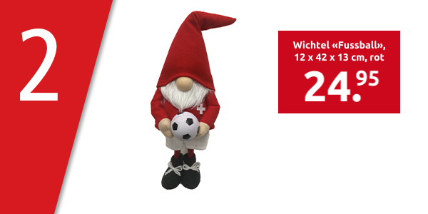 Wichtel «Fussball», 12 x 42 x 13 cm, rot