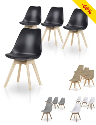 4er-Stuhl-Set «Moon», schwarz