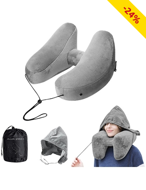 Reisekissen «Air Pillow», aufblasbar, mit Kapuze