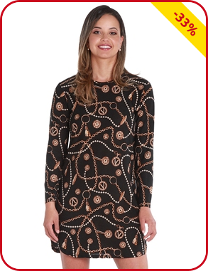 Kleid mit Schmuck-Print, schwarz