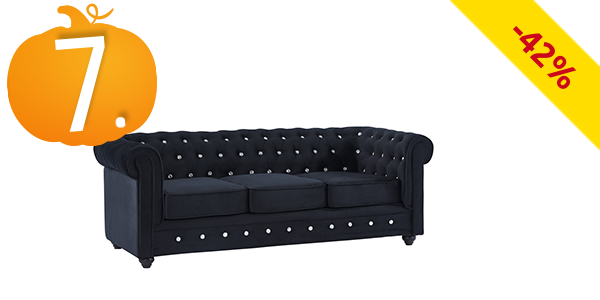 Sofa «Chesterfield», schwarz mit Strass