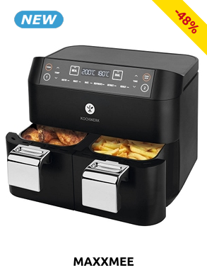 Heissluft-Fritteuse, mit Doppelkorb