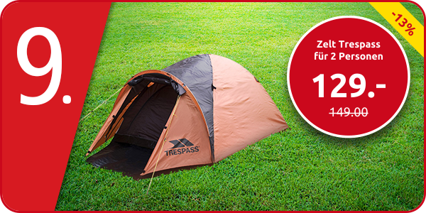 Zelt Trespass für 2 Personen, 150 x 205 x H 115 cm