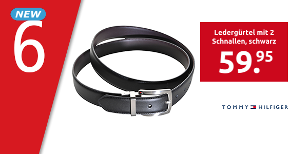 Tommy Hilfiger Ledergürtel mit 2 Schnallen, schwarz