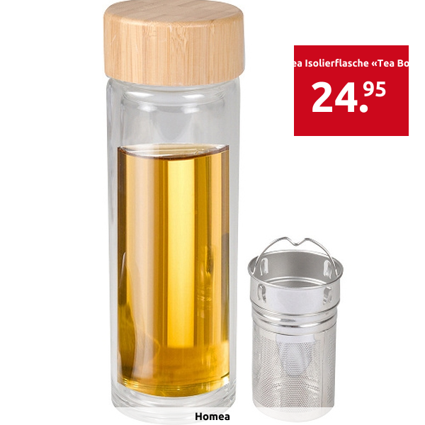 Homea Isolierflasche «Tea Bottle», aus Glas, mit Infusor