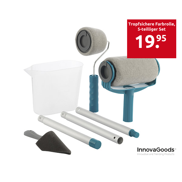 InnovaGoods Tropfsichere Farbrolle, 5-teilliger Set, blau