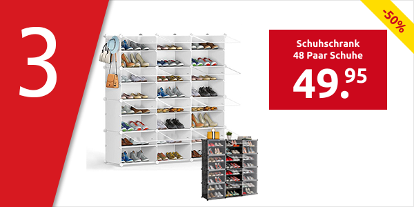 Schuhschrank, B 127 x H 126 x T 32 cm, 48 Paar Schuhe, weiss