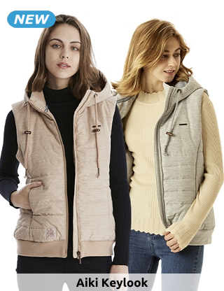 Wattiertes Gilet «Emma», beige meliert