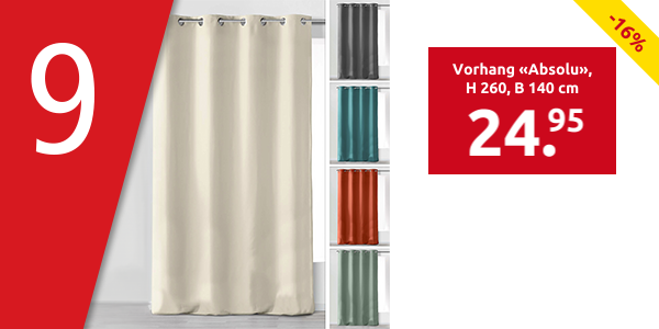 Vorhang «Absolu», H 260, B 140 cm, türkis