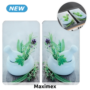 Maximex Abdeckplatten «Kräuter», 2er-Set, aus gehärtetem Glas