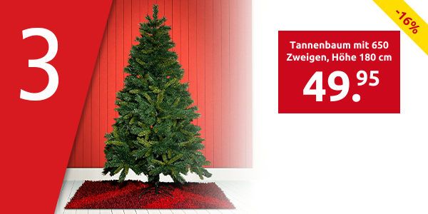 Tannenbaum mit 650 Zweigen, Höhe 180 cm