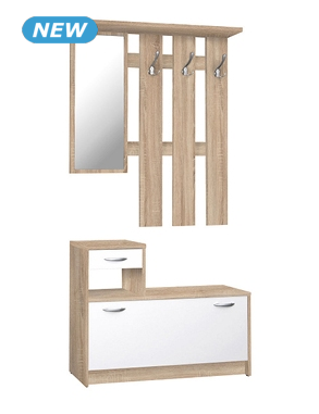 Eingangsmöbel «Henric», L 100 x B 25 x H 180 cm, Dekor eiche/weiss