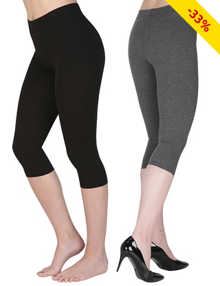 Capri-Leggings, im 2er-Pack, schwarz/grau