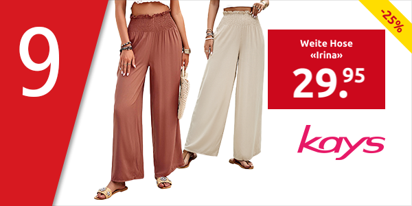 Weite Hose «Irina», mit Smokbund, braun