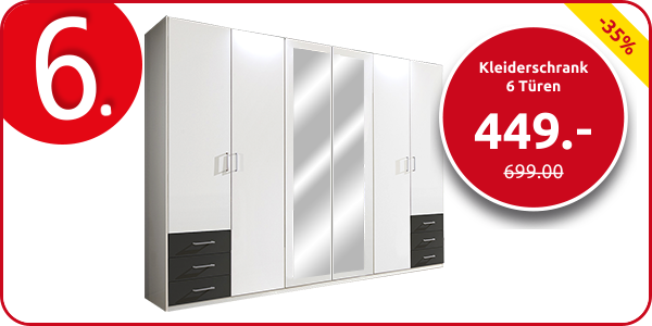 Kleiderschrank 6 Türen, B 270 x H 208 x T 58 cm