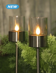 Solarlampen LED 2-in-1, 3er-Set, Edelstahl