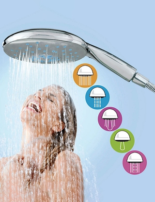 Regen-Duschkopf «Wellness» mit 5 verschiedenen Programmen