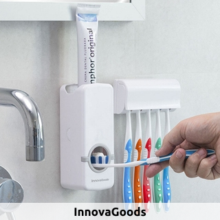 Zahnpasta-Spender und Halter für 5 Zahnbürsten