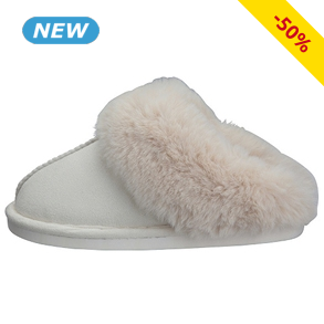 Pantoffeln mit Kunstpelz-Verbrämung