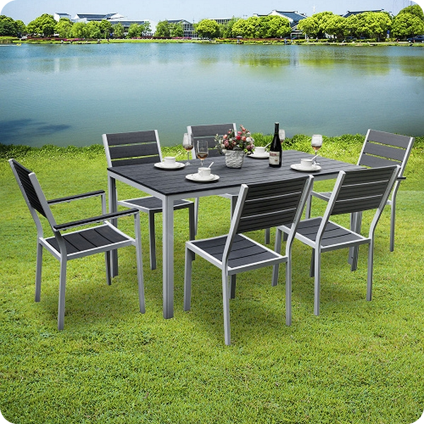 Gartenset «Cancun», 7-teilig, weiss/ grau