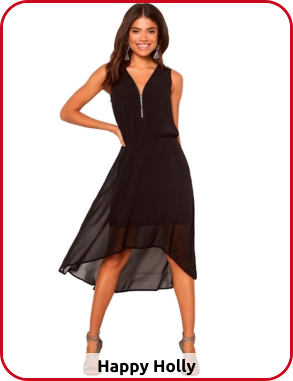 Kleid von Happy Holly aus glamourösen Chiffon, schwarz