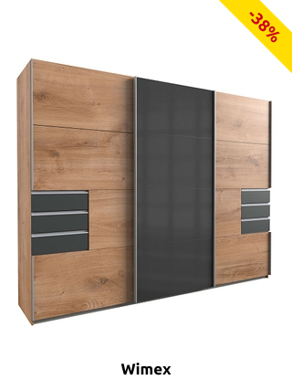 Wimex Kleiderschrank «Saigon», B 270 cm, eiche/graphit