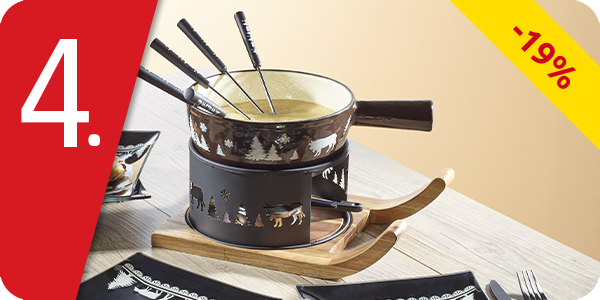 Fondue-Set «Berge», Caquelon aus Gusseisen