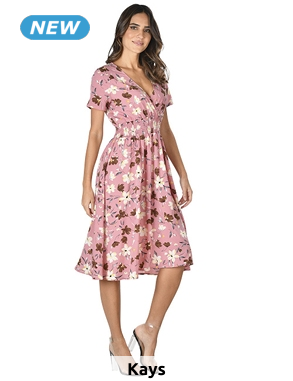 Kleid mit Smok-Effekt, rosa bedruckt