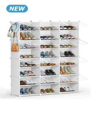 Schuhschrank, B 127 x H 126 x T 32 cm, 48 Paar Schuhe, weiss