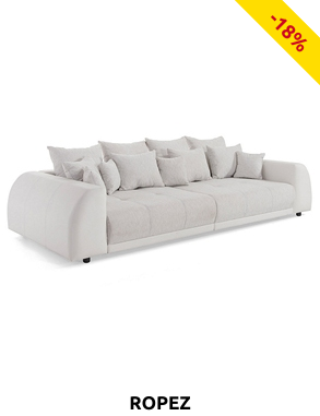 ROPEZ Sofa «Nessy», L 310 x H 80 x T 140 cm, weiss/grau