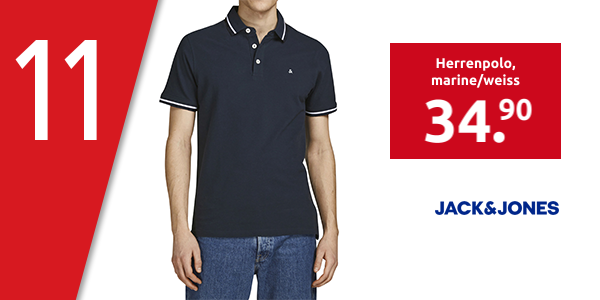 JACK&JONES Herrenpolo, marine/weiss