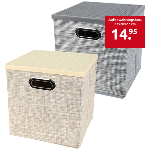 Aufbewahrungsbox, 27x28x27 cm, mit Deckel, silberfarben