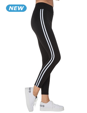 Leggings mit Seitenlinien, schwarz