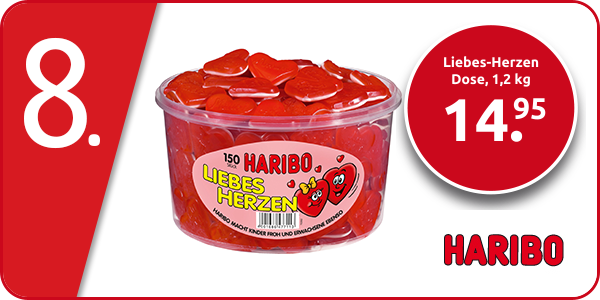 Haribo Liebes-Herzen Dose, 1,2 kg