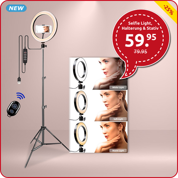 Selfie Light, Halterung & Stativ