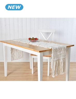 Tischläufer in Makramee-Technik, naturfarben