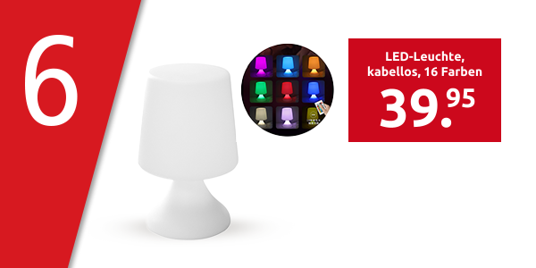 LED-Leuchte «Nomade», kabellos, 16 Farben, mit Fernbedienung