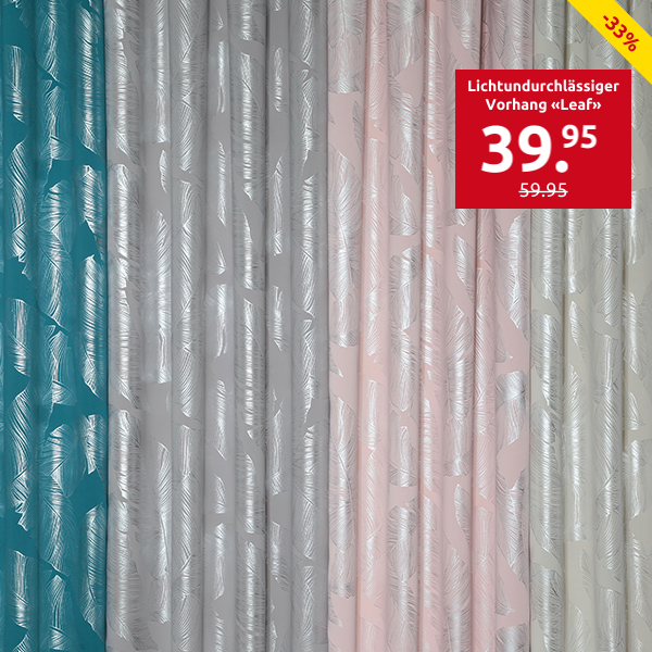Lichtundurchlässiger Vorhang «Leaf», stein